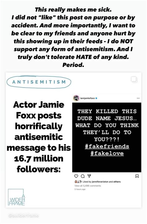Jennifer Aniston roasted after accusing Jamie Foxx of antisemitism; turns off Instagram comments